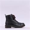 Rieker Laced Biker Boot With Side Zip - Brown Leather